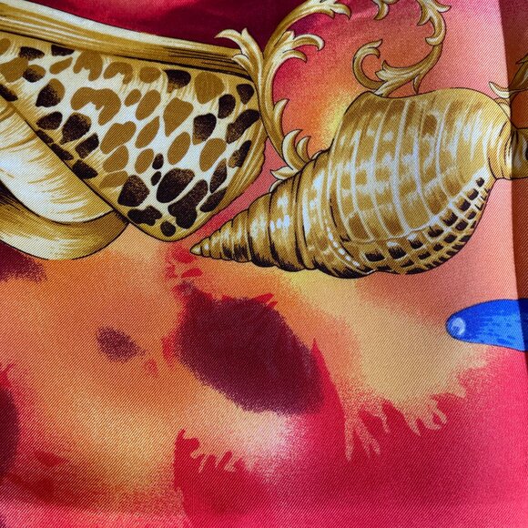 Versace “Trésor de la Mer” Silk Scarf – Coral Sea Print - Picture 6 of 15